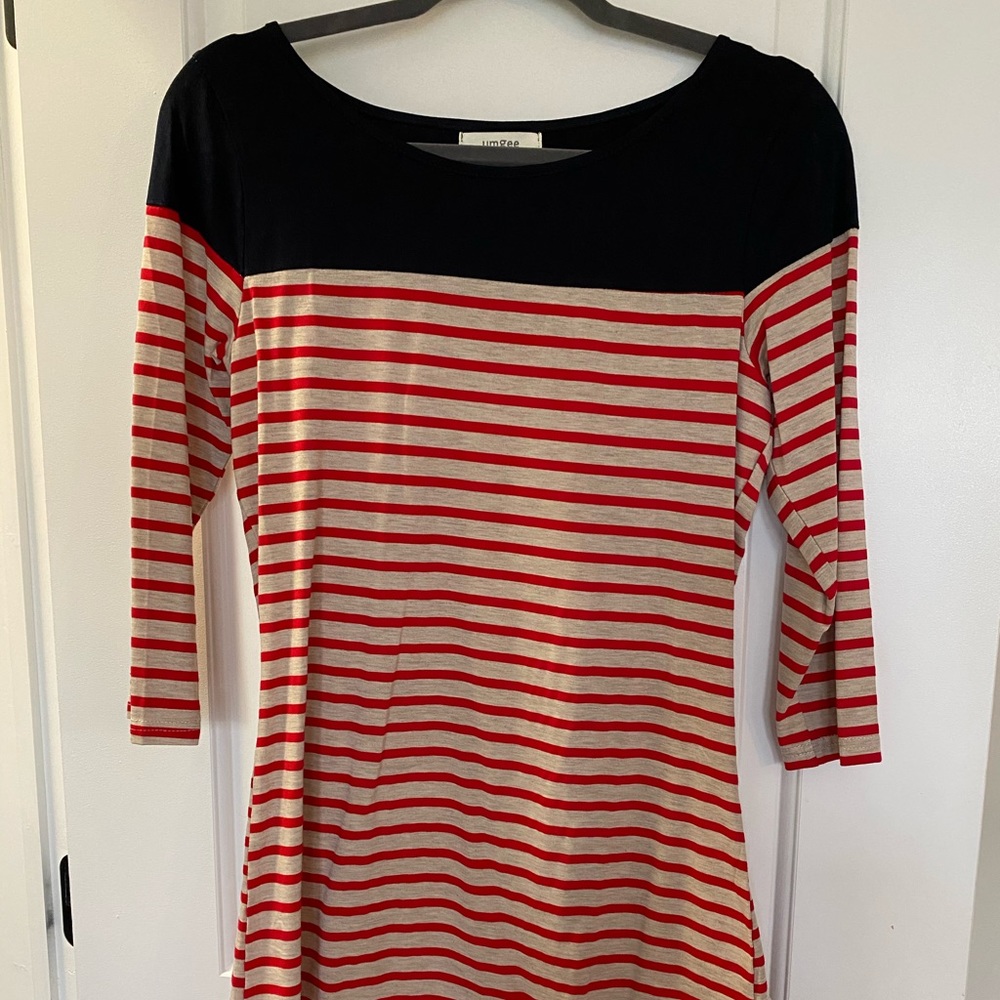 Nautical navy red striped dress